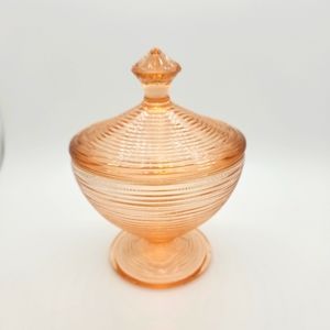 Vintage Pink Depression Glass Jar